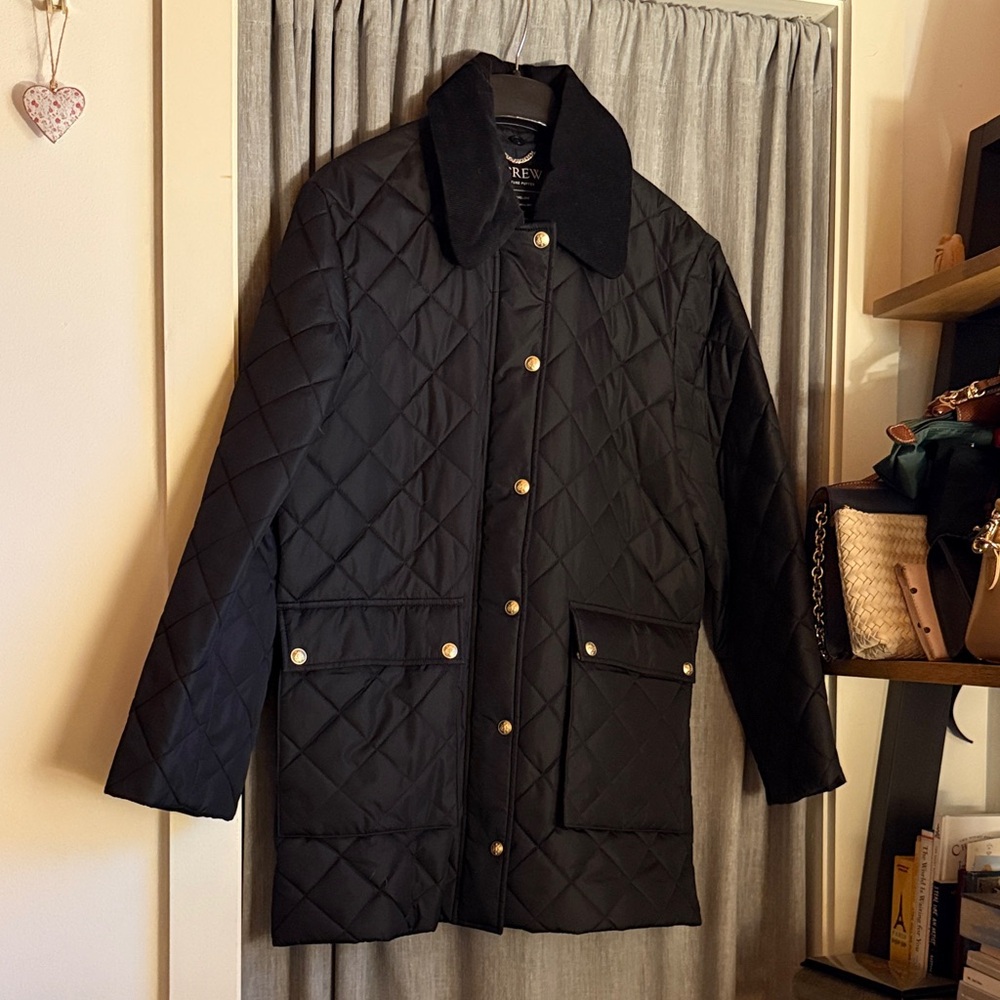 J Crew Zip/Buttoned Quilted Jacket